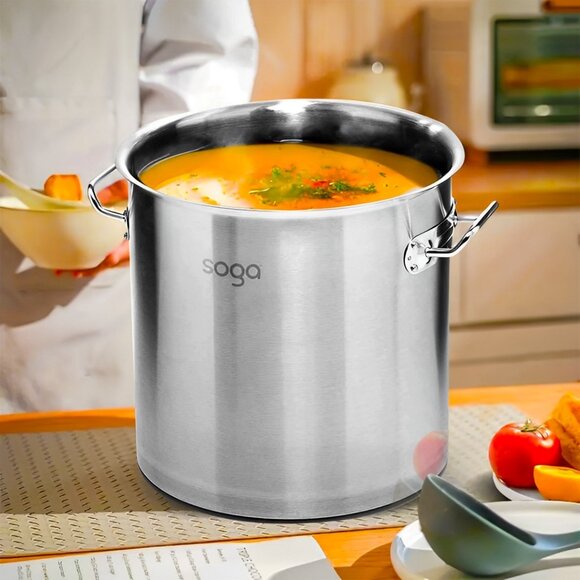 SOGA 25L Stainless Steel Stockpot – Large Heavy-Duty Cooking Pot for Soup & Stew - Picture 1 of 12